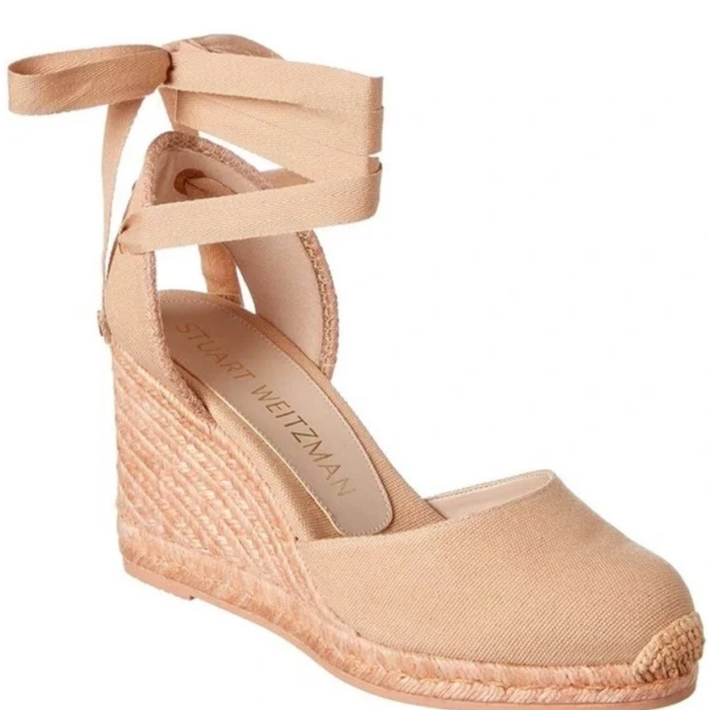 New! Never Worn! Stuart Weitzman Espadrille Shoes with Ankle Strap and Free Tote
